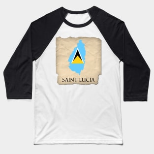 Saint Lucia Map Baseball T-Shirt